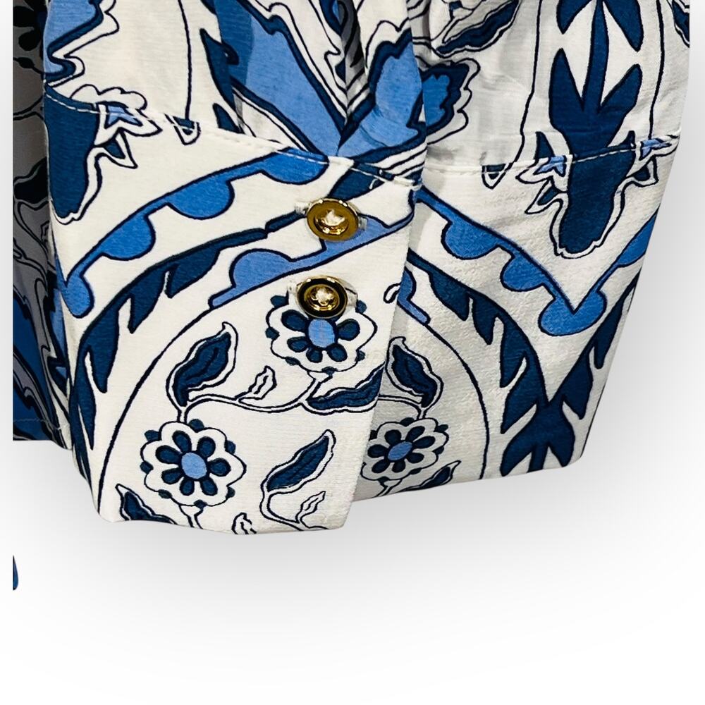 Talbots Blue White Print Popover Top V Neck Long Sleeve Size 3X NWT - Picture 5 of 10